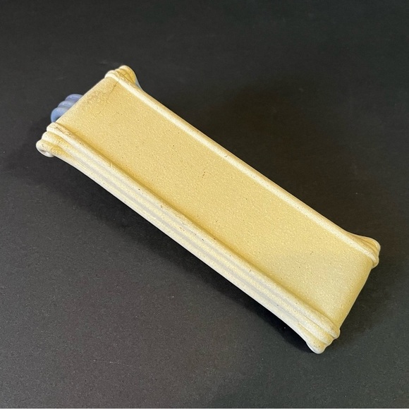 Art Pottery Butter Stick Dish Tray Handled Glazed Rolled Loop Incense Pottery - Picture 5 of 12